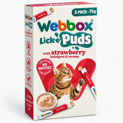 Webbox Lick-e-Puds with Strawberry Cat Treats 75g (Pack of 5)