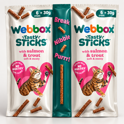Webbox Tasty Sticks Salmon & Trout Cat Treats 30g (Pack of 6)