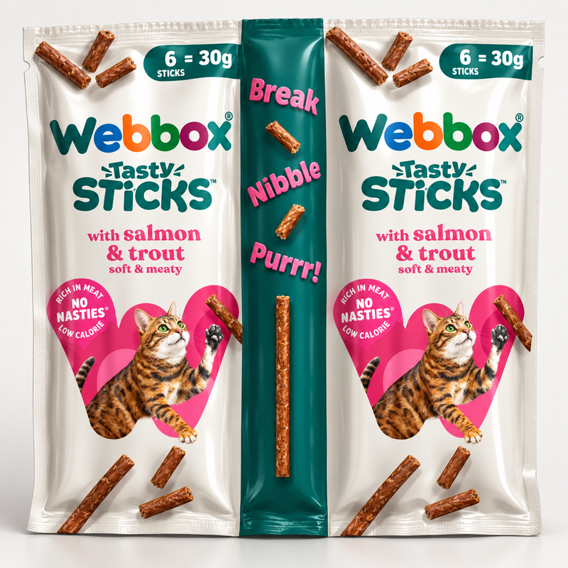 Webbox Tasty Sticks Salmon & Trout Cat Treats 30g (Pack of 6)
