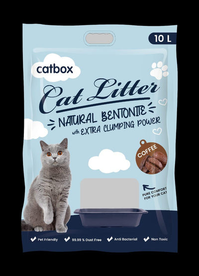Catbox Premium Natural Bentonite Cat Litter - Coffee Scented 10Liters
