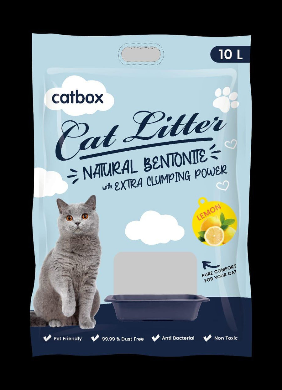 Catbox Premium Natural Bentonite Cat Litter - Lemon Scented 10Liters