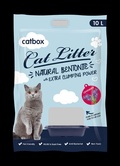 Catbox Premium Natural Bentonite Cat Litter - Lavender Scented 10Liters